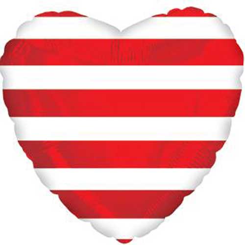 17" Red Stripes Heart Foil Balloon