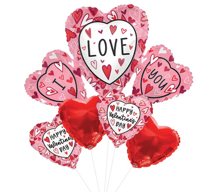 Love Hearts Valentine's Balloon Bouquet