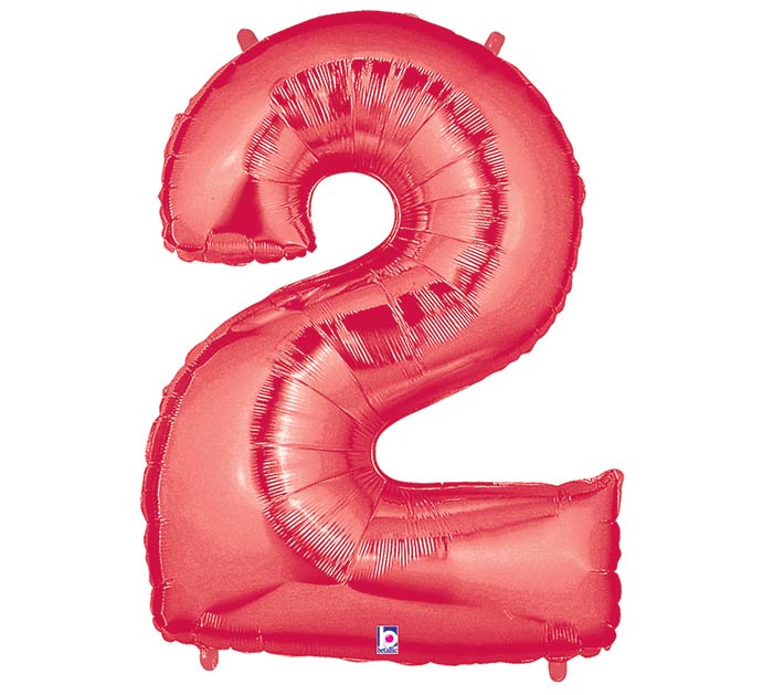 34" Assorted Red Number Foil Balloon