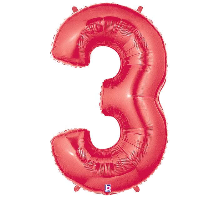 34" Assorted Red Number Foil Balloon