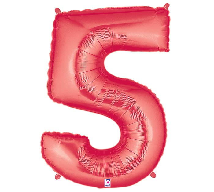 34" Assorted Red Number Foil Balloon