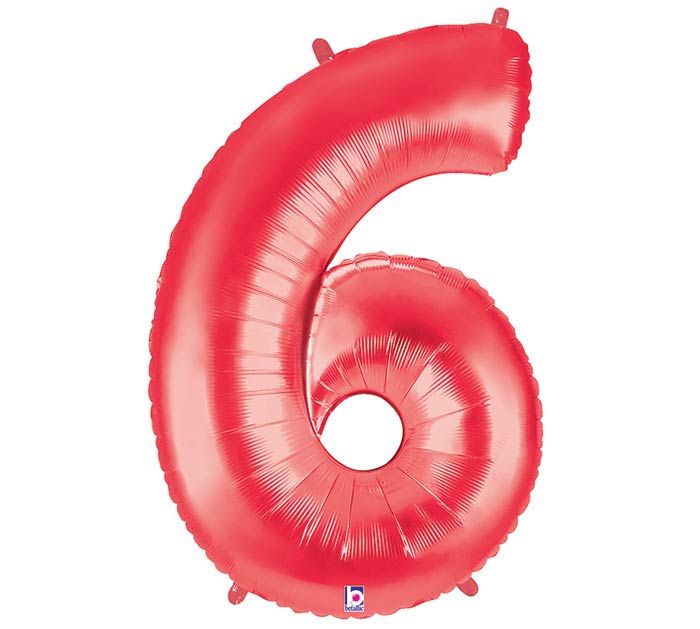 34" Assorted Red Number Foil Balloon