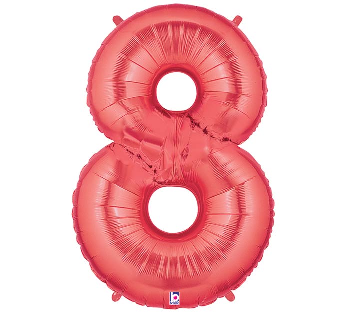 34" Assorted Red Number Foil Balloon