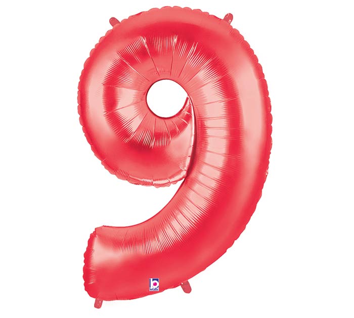 34" Assorted Red Number Foil Balloon