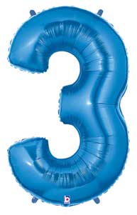 34" Assorted Blue Number Foil Balloon