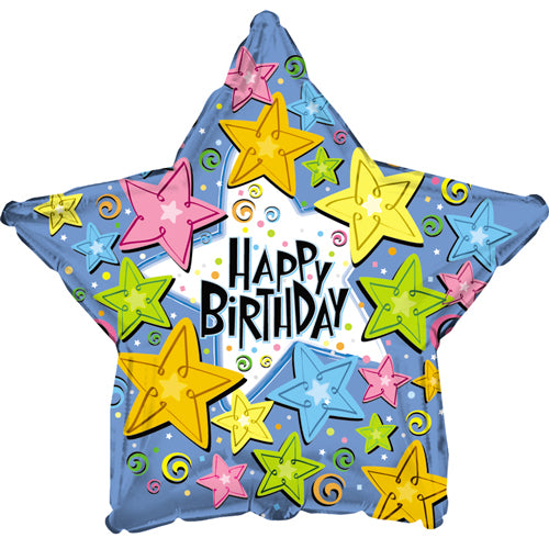 31" Birthday Stars Foil Balloon