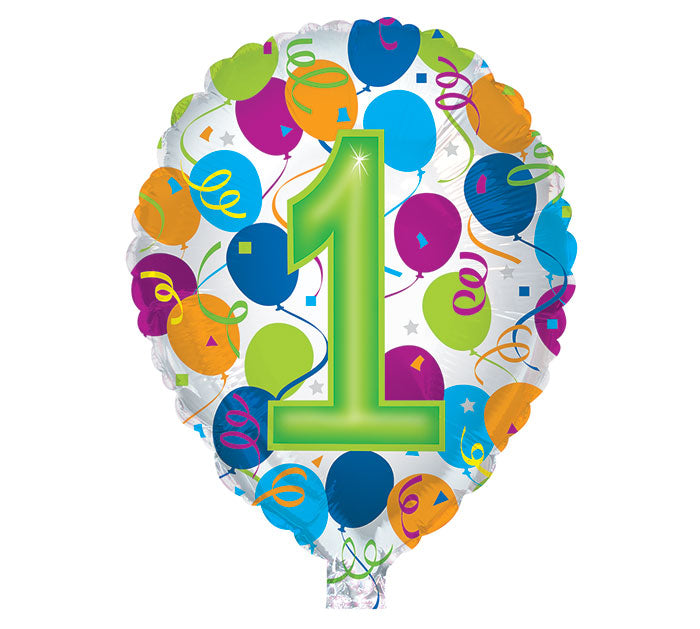 18" Number 1 HBD Foil Balloon, [Premier Gifts and Balloons], Balloons, Premier Gifts 'n Balloons