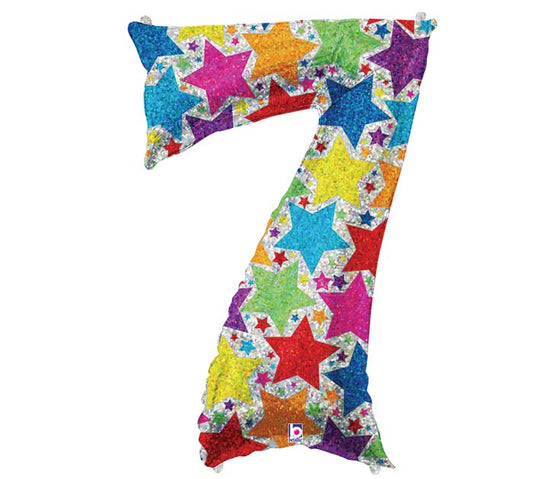 34" Number 7 Holographic Stars Balloon