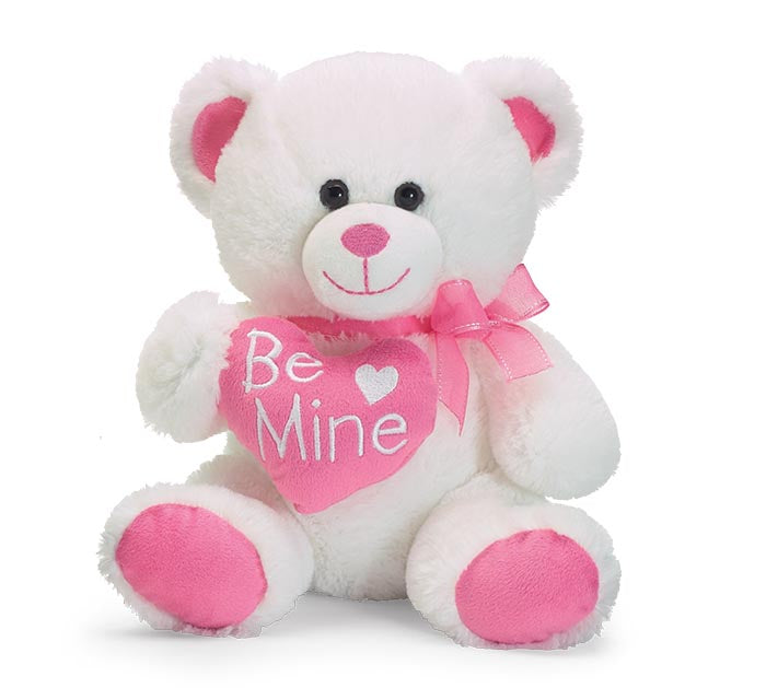 Be Mine White Bear Heart Plush