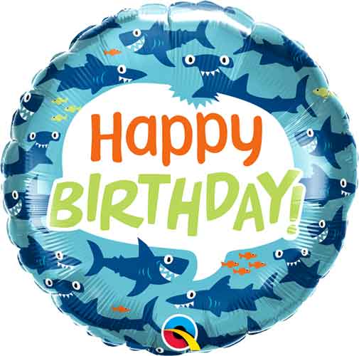 18" HBD Shark Foil Balloon