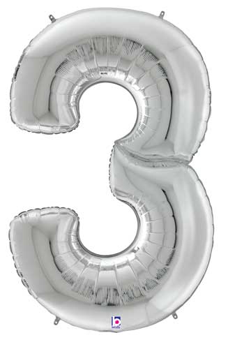 64" Silver Number Foil Balloon