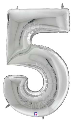 64" Silver Number Foil Balloon