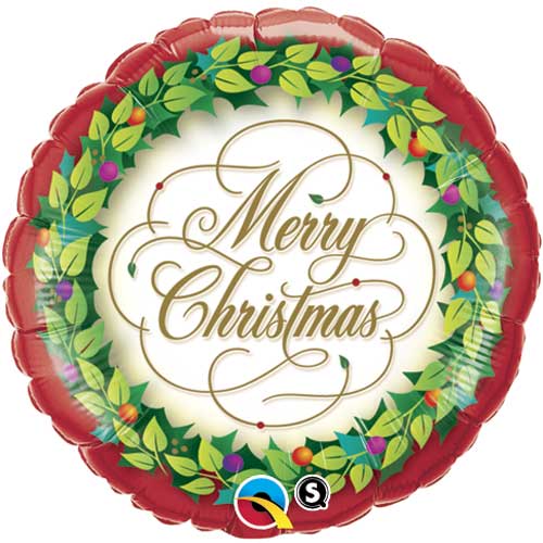 18" Christmas Wreath Foil Balloon