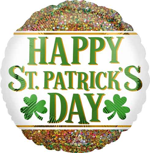 18" St Patricks Glitter Balloon