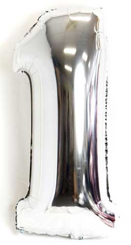 40" Silver Number Balloon