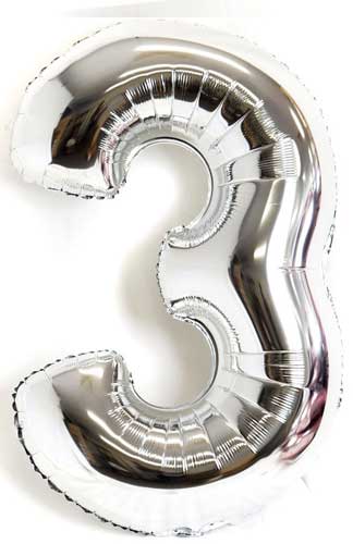 40" Silver Number Balloon