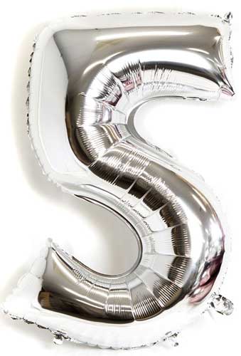 40" Silver Number Balloon