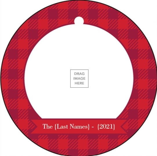 Plaid Round Ceramic Ornament