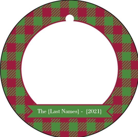 Plaid Round Ceramic Ornament