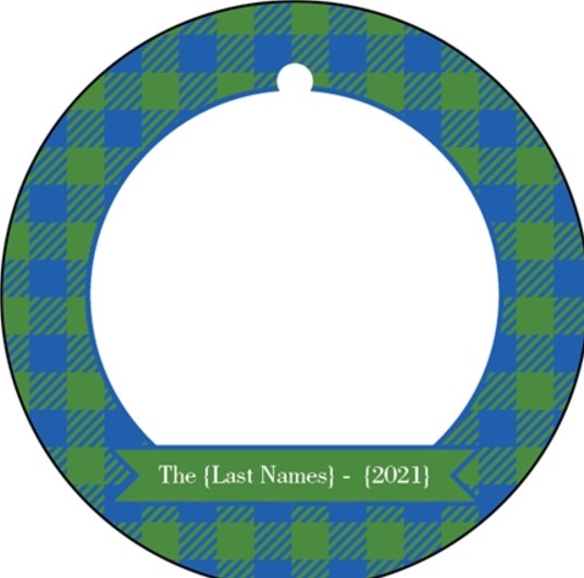 Plaid Round Ceramic Ornament