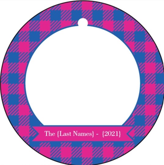 Plaid Round Ceramic Ornament