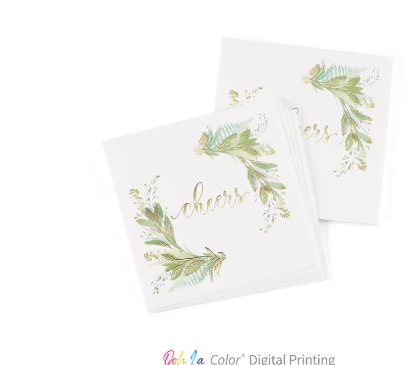 Floral Greenery Beverage Napkins