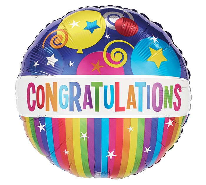 17” Congrats Stripes Foil Balloon