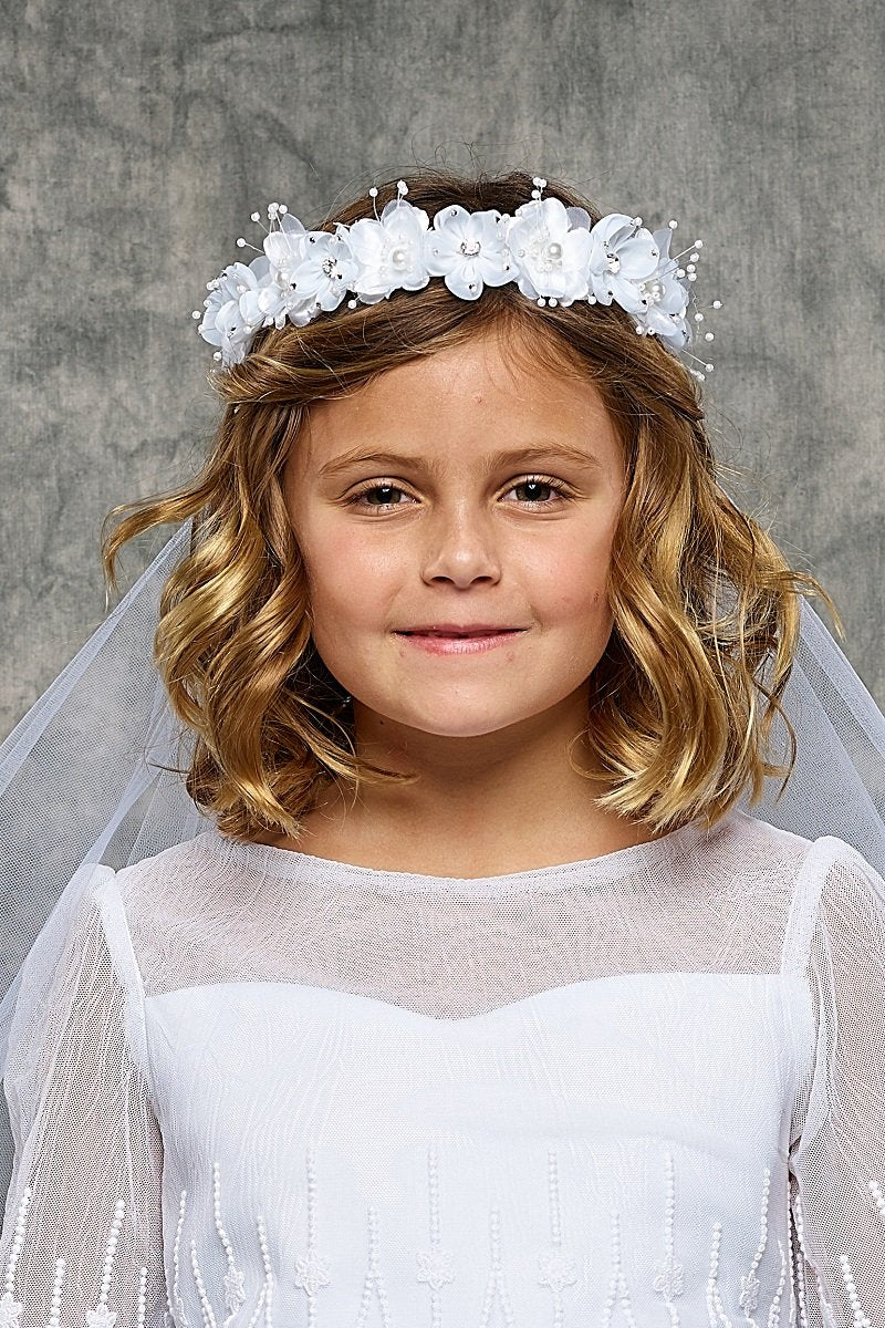 Kids Flower Gem Crown Veil