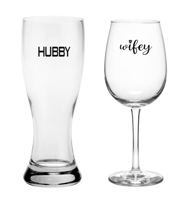 Wifey Hubby Glass Set