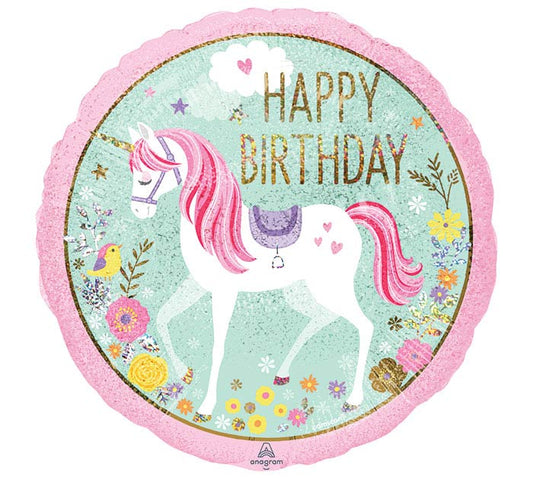 18” HBD Magical Unicorn Balloon