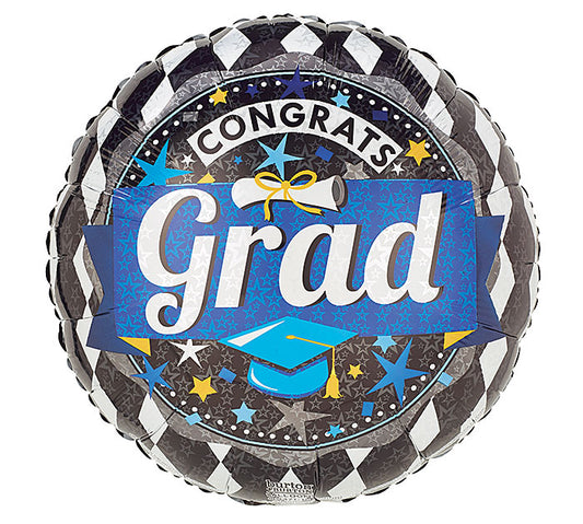 17” Blue Grad Foil Balloon, [Premier Gifts and Balloons], Balloons, Premier Gifts 'n Balloons