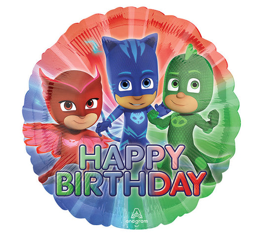 17" Pkg HBD PJ Masks Balloon, [Premier Gifts and Balloons], Balloons, Premier Gifts 'n Balloons