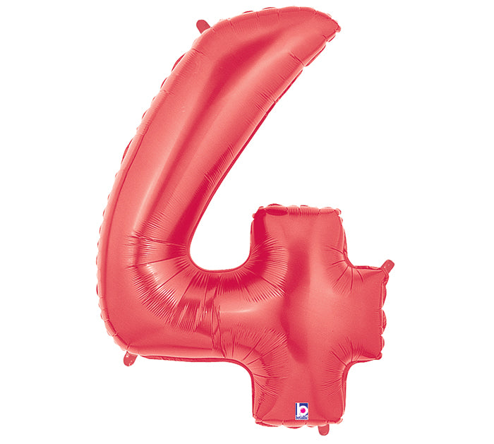 35" Pkg Number 4 Red Balloon, [Premier Gifts and Balloons], Balloons, Premier Gifts 'n Balloons