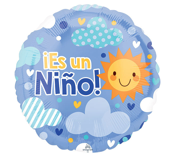 18" Spanish Es Un Nino Baby Boy Balloon, [Premier Gifts and Balloons], Balloons, Premier Gifts 'n Balloons