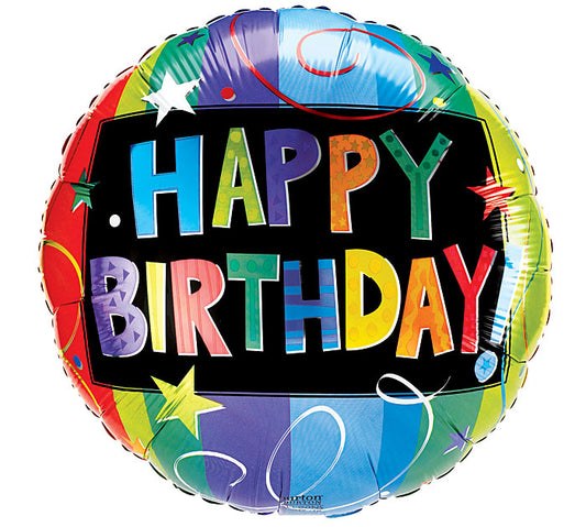 17" HBD Round Foil Balloon, [Premier Gifts and Balloons], Balloons, Premier Gifts 'n Balloons