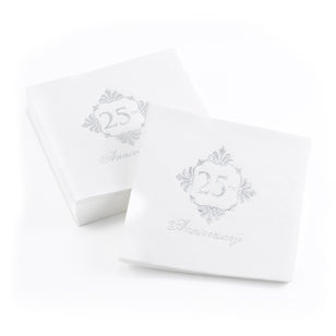 Silver 25 Anniversary Beverage Napkins