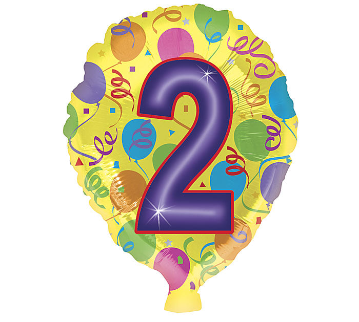 18" Number 2 HBD Foil Balloon, [Premier Gifts and Balloons], Balloons, Premier Gifts 'n Balloons