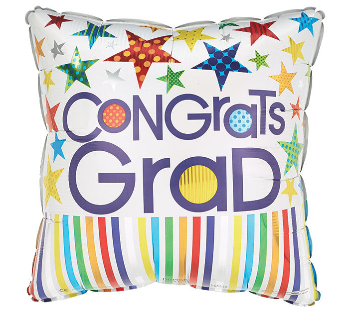 17” Grad Star Stripes Foil Balloon, [Premier Gifts and Balloons], Balloons, Premier Gifts 'n Balloons