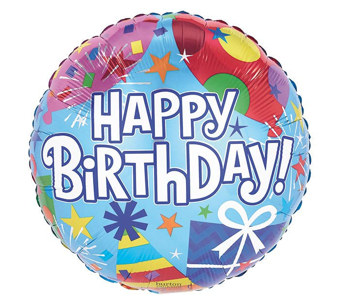 17” Pkg HBD Gifts Foil Balloon, [Premier Gifts and Balloons], Balloons, Premier Gifts 'n Balloons