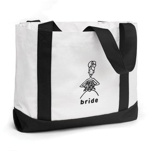 Bride White Wedding Party Tote Bags, [Premier Gifts and Balloons], Bridal Accessories, Premier Gifts 'n Balloons