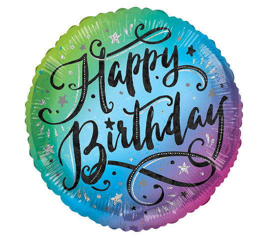 17" HBD Rainbow Foil Balloon, [Premier Gifts and Balloons], Balloons, Premier Gifts 'n Balloons