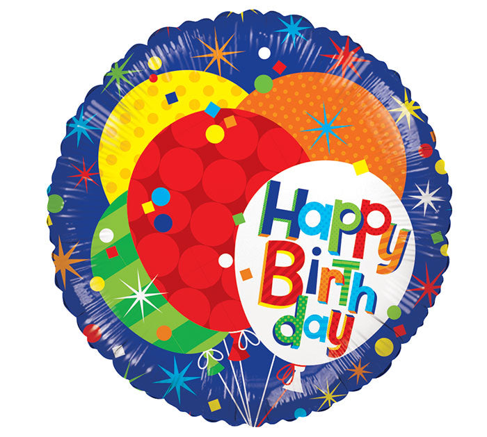 17" Pkg HBD Foil Balloon, [Premier Gifts and Balloons], Balloons, Premier Gifts 'n Balloons