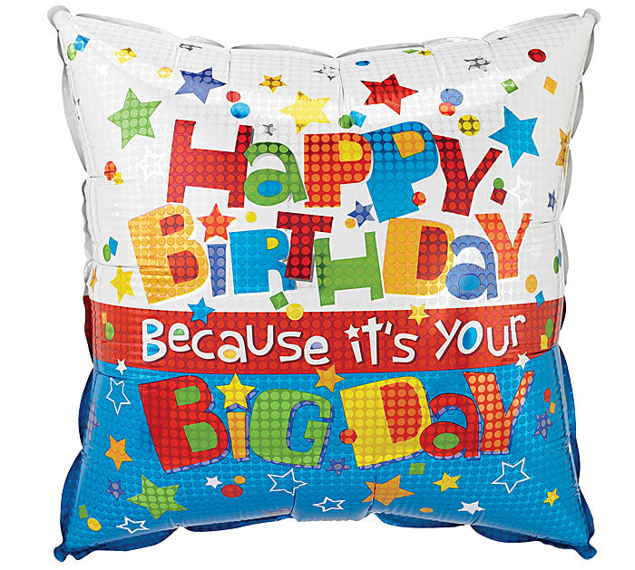 18" Pkg Big Day HBD Balloon, [Premier Gifts and Balloons], Balloons, Premier Gifts 'n Balloons