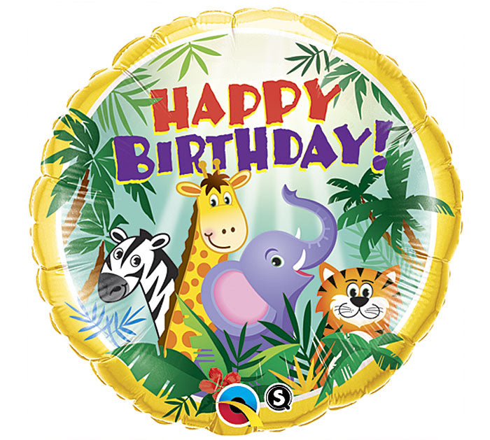 18" Pkg HBD Jungle Balloon, [Premier Gifts and Balloons], Balloons, Premier Gifts 'n Balloons