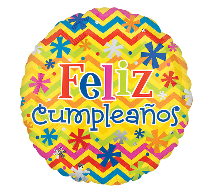 18" Spanish Feliz Cumpleanos Balloon, [Premier Gifts and Balloons], Balloons, Premier Gifts 'n Balloons